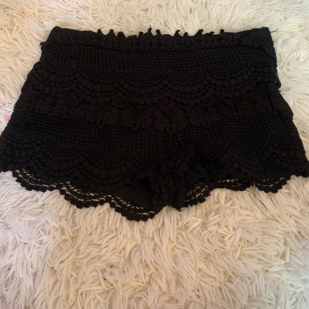 Black lace shorts
